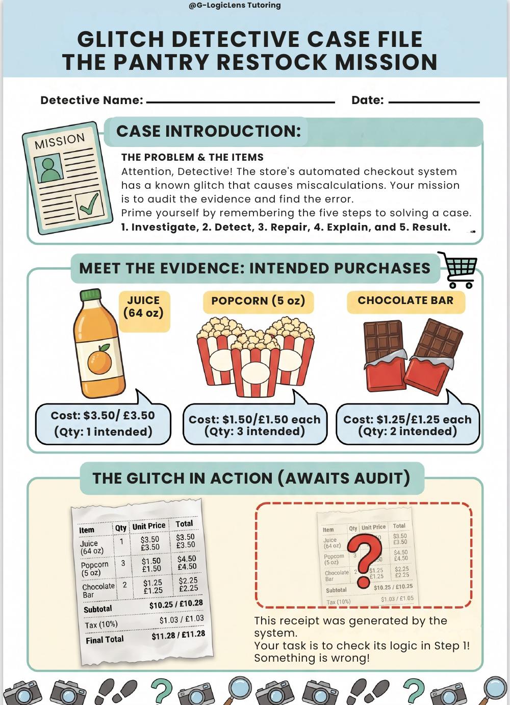 Glitch Detectives — Money Maths sample page 1